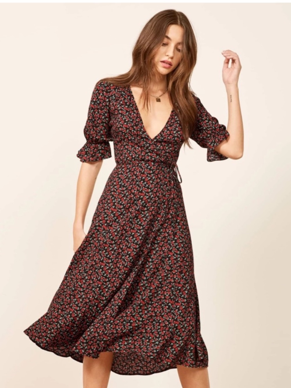NWT Reformation Judith Midi Wrap Dress Sz S
